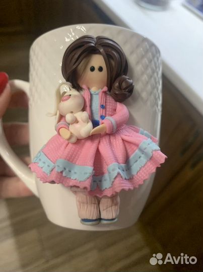 Кружки с декором из полимерной глины