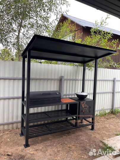 Мангал с крышей лофт