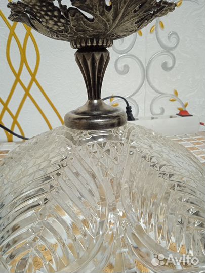 Фруктовница хрусталь на мельхиоровой ножке СССР