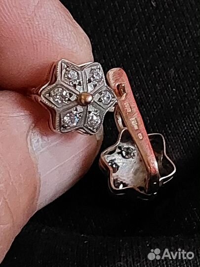 Золотые серьги 583 пробы СССР