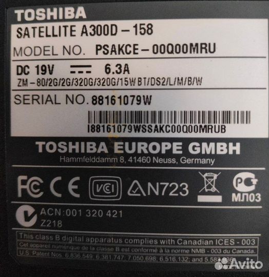 2 Ноутбука Toshiba А300D
