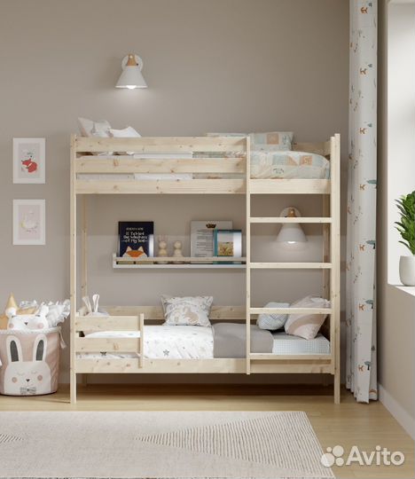 Двухъярусная кровать из массива дерева