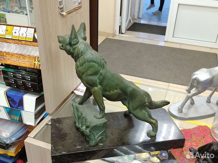 Антикварная статуэтка Собака Бронза 19 век Франция