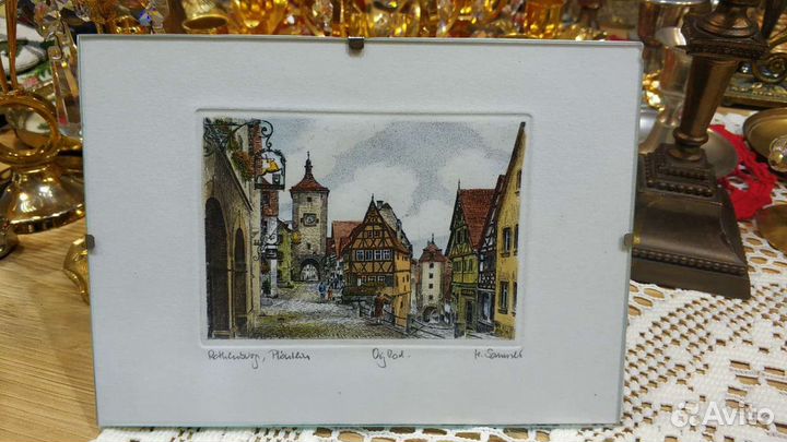 Винтаж, открытка в стеклянной рамке