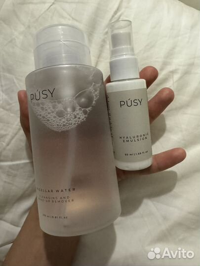 Мицелярная вода pusy и гиалуроновая эмульсия pusy