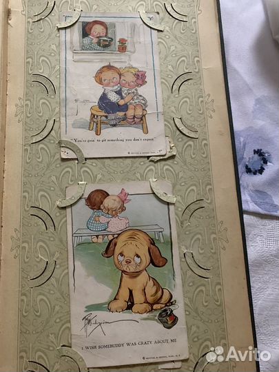 Антикварный фотоальбом с открытками