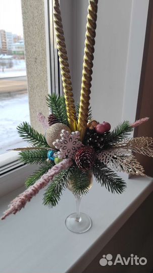 Новогодний бокал, подсвечник-бокал