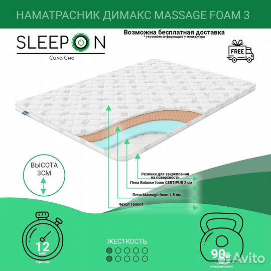 Наматрасник 3 см