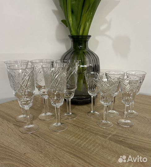 Фужеры и рюмки хрустальные