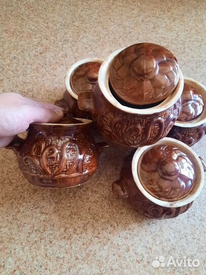 Глиняный горшок для запекания 5 шт