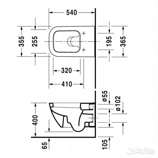 Duravit Happy D.2 Унитаз подвесной (365х540 мм) с