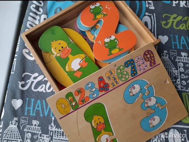 Деревянный пазл, цифры