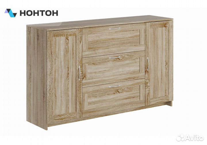 Комод с дверцами Сириус 3 ящика сонома