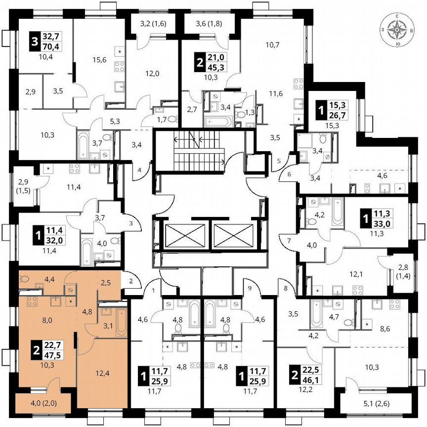 1-к. квартира, 47,5 м², 11/25 эт.