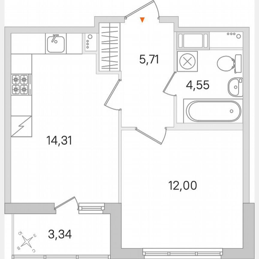 1-к. квартира, 38,2 м², 7/8 эт.