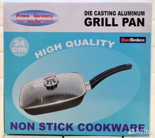 Сковорода антипригарная для гриля с крышкой