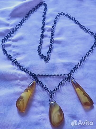 Колье винтаж СССР с янтарем
