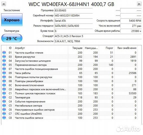 Жесткий диск WD Red 4 Tb WD40efax