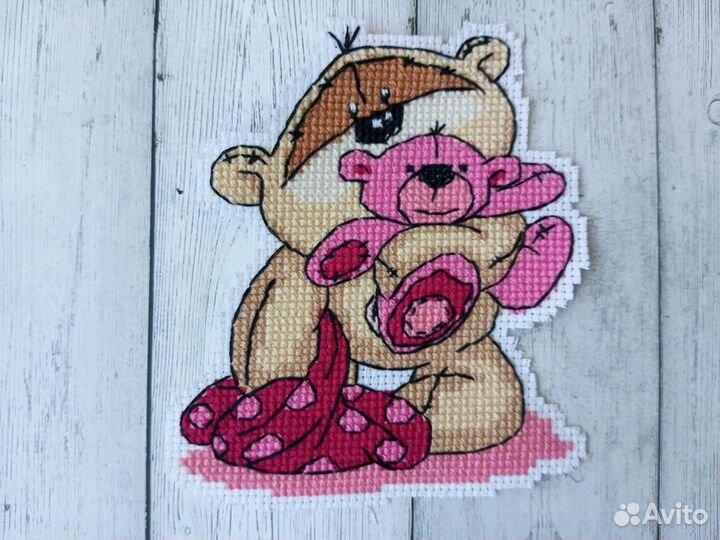 Мишка Тедди готовая вышивка крестом