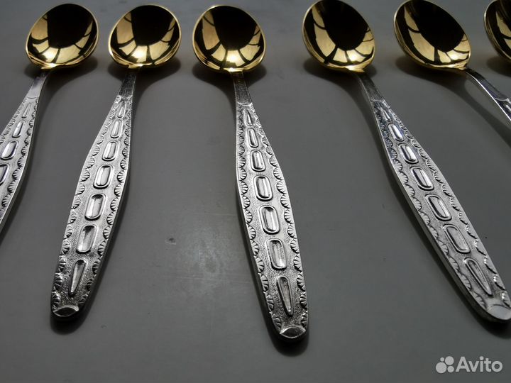 Чайные ложки мельхиор Кольчугино позолота