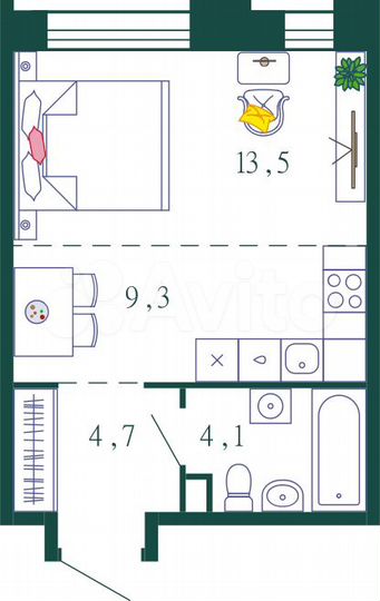 Квартира-студия, 31,6 м², 2/17 эт.