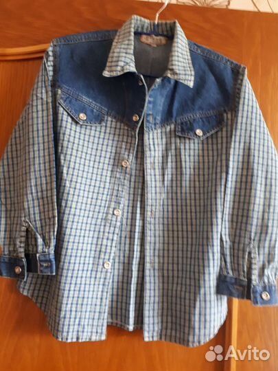 Джинсовая рубашка с жилеткой на мальчика