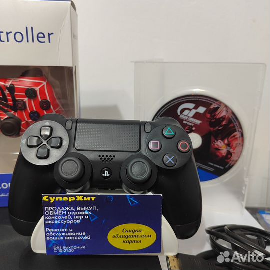 PS4 Slim 1TB, 2 геймпада+диск. Магазин