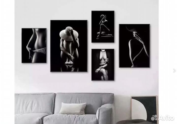 Стильная картина на холсте. Девушка в чб