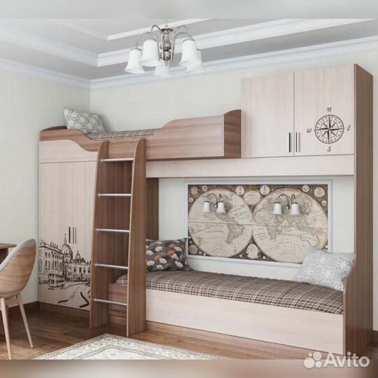 Двухъярусная кровать с матрасами детская