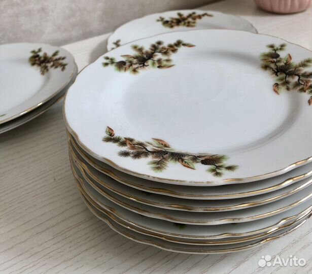 Тарелки япония кедровые шишки СССР