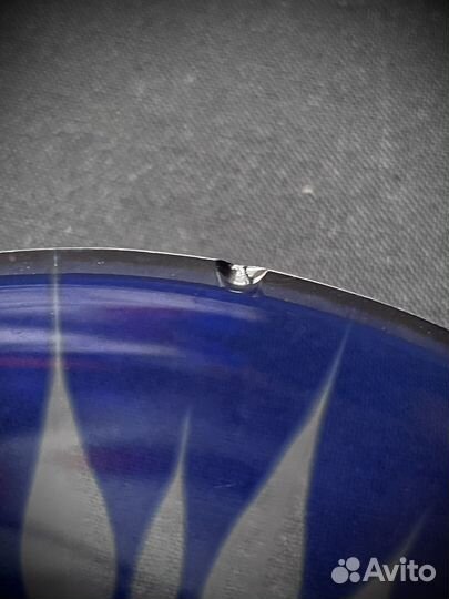 Конфетница фруктовница синее стекло СССР