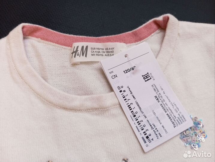 Платье для девочки hm новое 110-116 свитер новый
