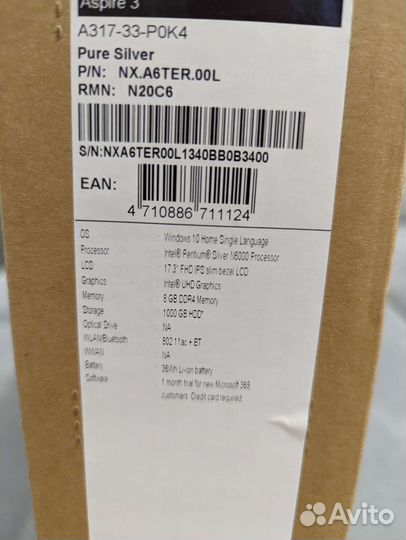 Acer aspire v3 a317-33-P0K4