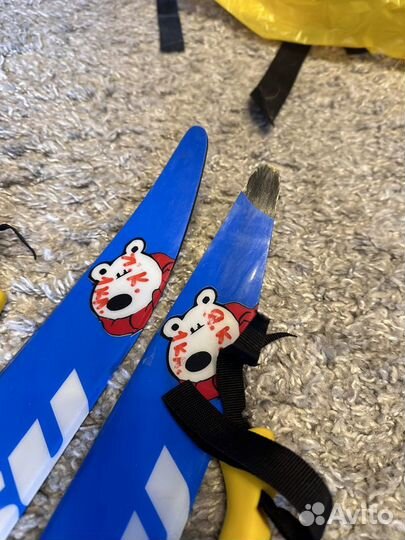 Лыжи беговые детские 130см с палками 100см