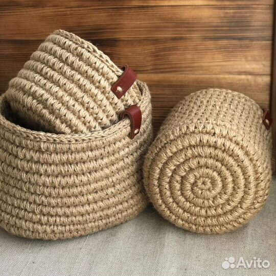 Корзинки из джута и полиэфирного шнура