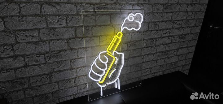 Неоновая вывеска vape (вейп) 55 х 43 см