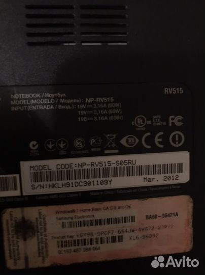 Ноутбук Samsung rv515