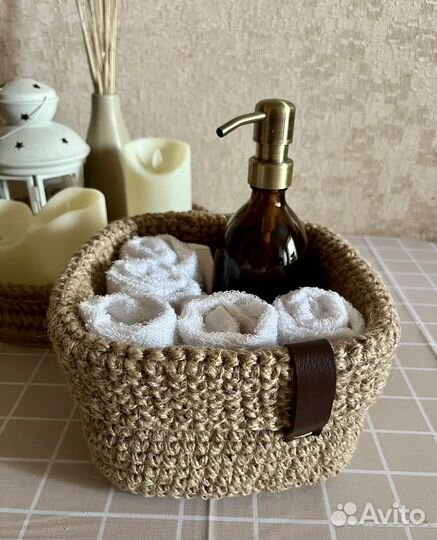 Новая корзина из джута для ванной, для кухни