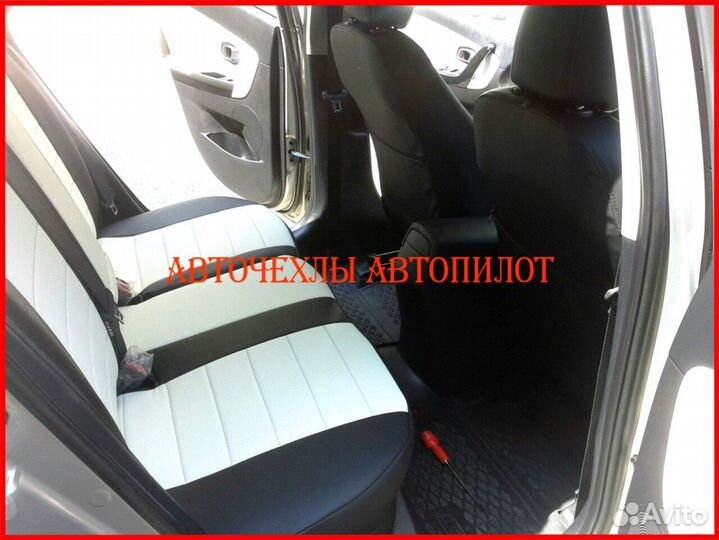 Чехлы Автопилот Kia Ceed 2 из экокожи чёрно-белые