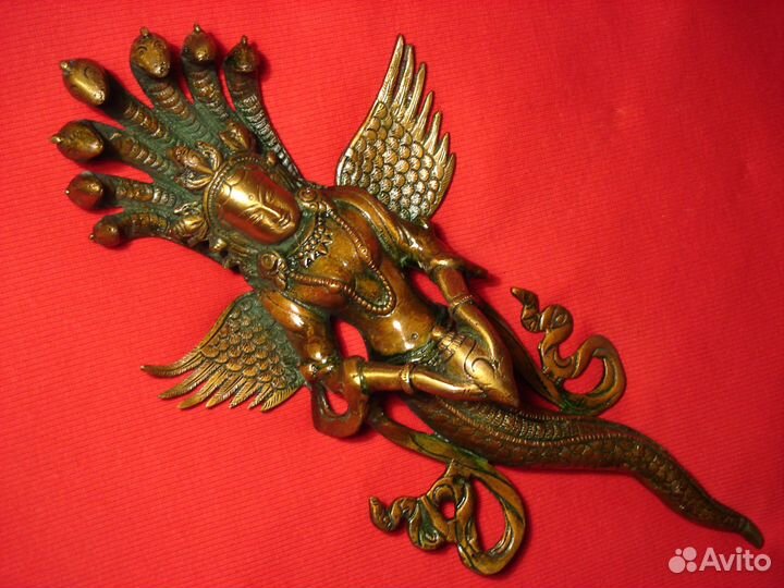 Русалка Наги На стену Латунь Индия Редкая Змея 30