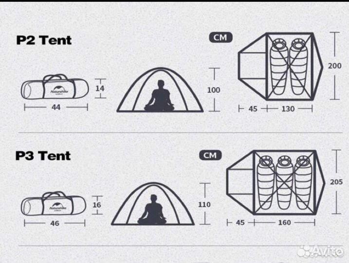 Палатка naturehike p-series 2 + футпринт