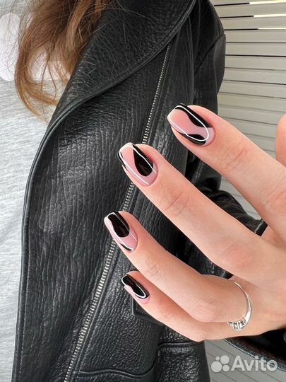 Маникюр гель лак с дизайном наращивание ногтей