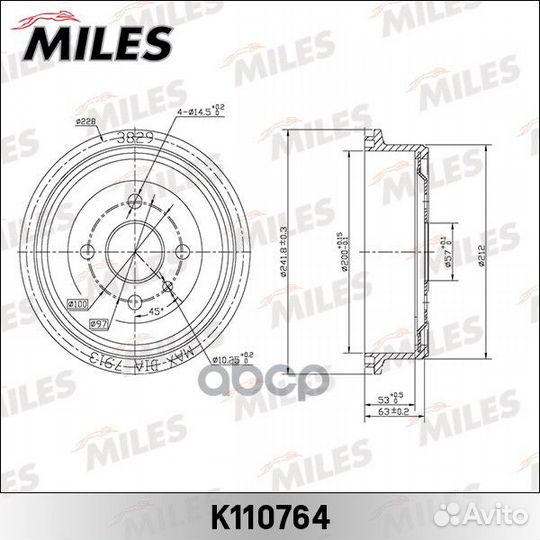Барабан тормозной K110764 Miles