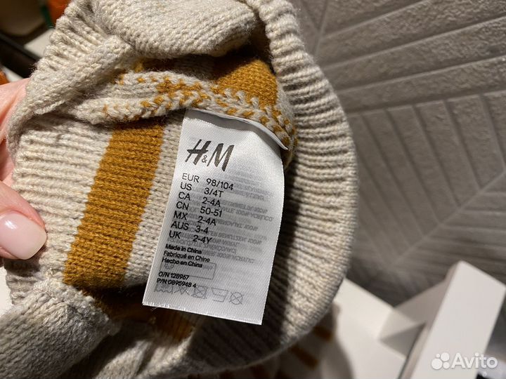 Комплект шапка, шарф, варежки H&M 98/104