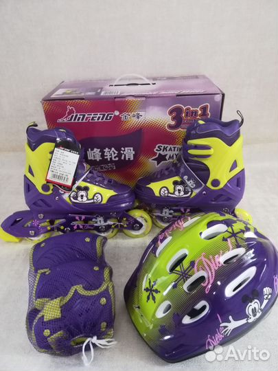 Ролики для девочки с защитой новые 33-36р