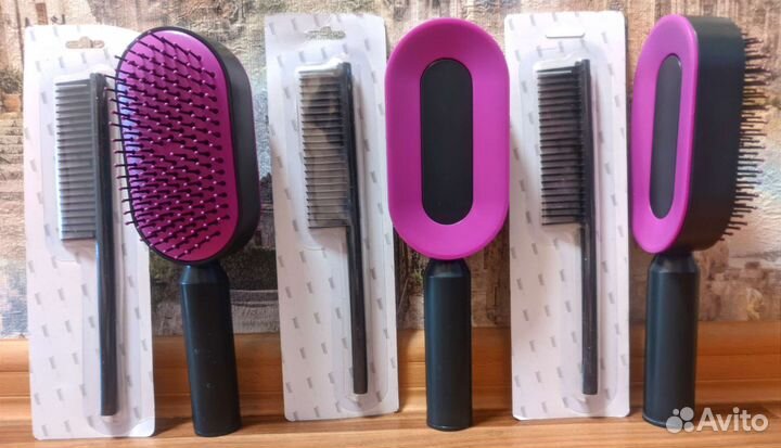 Расческа массажная 3D гребнем с самоочиской 2в1