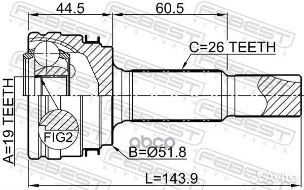 ШРУС внешний зад прав/лев 0110ALA49R Febest