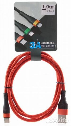 USB Кабель Type-C loop, 2.4A, Красный