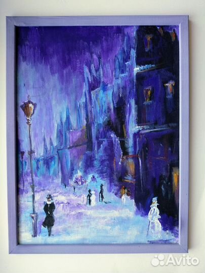 Репродукция картины зимнего пейзажа