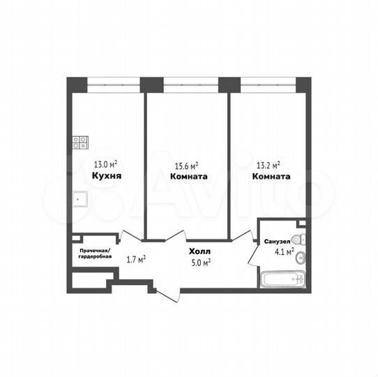 2-к. квартира, 55,6 м², 32/32 эт.